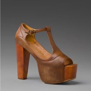 Jeffrey Campbell Foxy Wood Brown Y2K Platform Bratz Heel